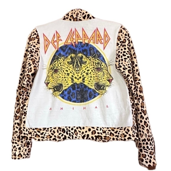 Def Leppard Animal up cycle cardigan handmade crop - Picture 1 of 4